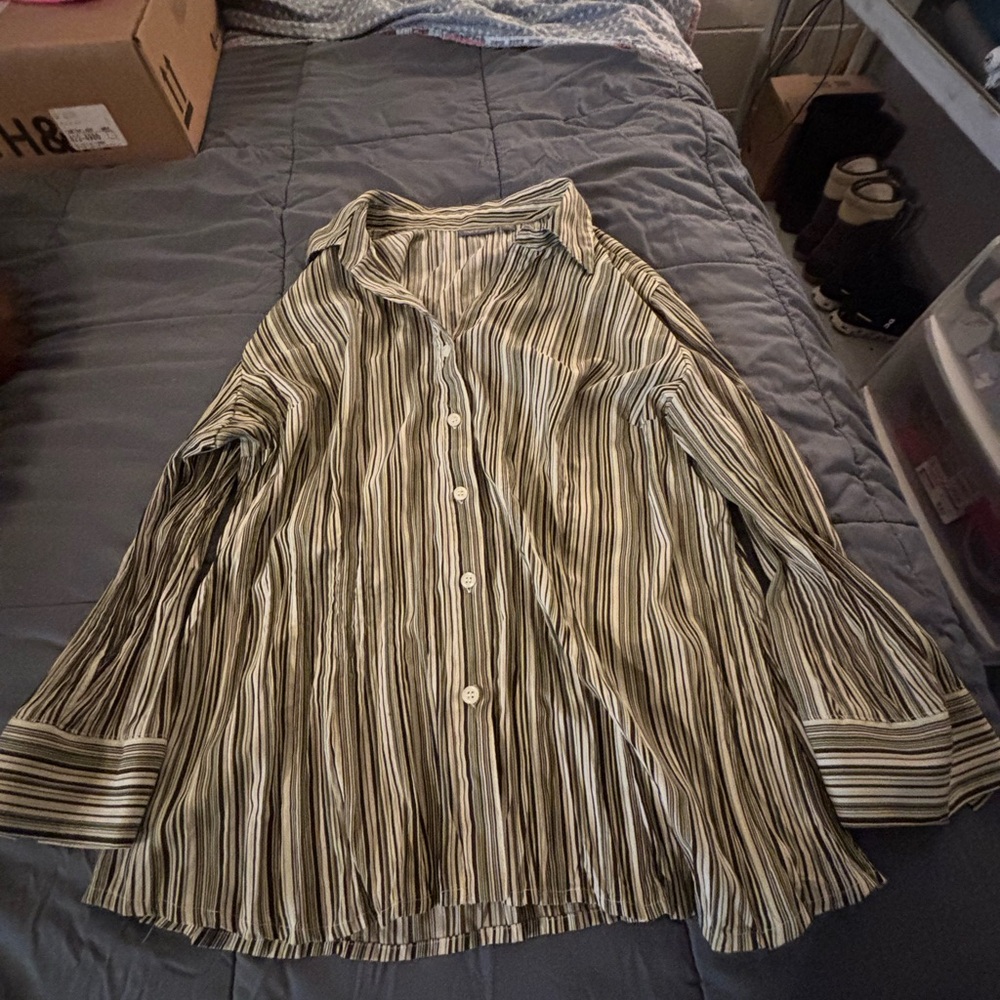 Apt. 9 Black and White Striped Button-Down Shirt